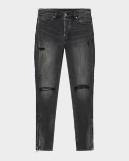 PURPLE Men's P002 Black Repair Slim Jeans | Neiman Marcus PURPLE Men's P002 Black Repair Slim Jeans | Neiman Marcus