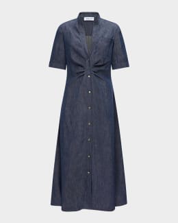 Theory Fixed-Sleeve Poplin Shirtdress | Neiman Marcus