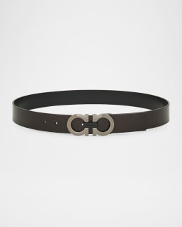 Ferragamo Men's Reversible Leather Gancini-Buckle Belt