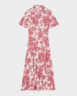 【海外限定】REISSワンピース☆Camelia Linen Blend Printed Shi Reiss Camelia Printed Short-Sleeve Open-Back Mini Dress