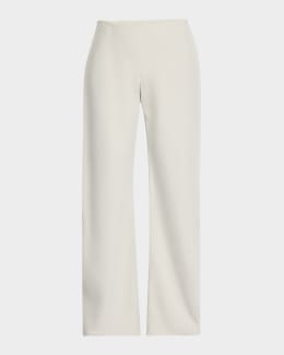 THE ROW Lilas Pleated Wide-Leg Cotton-Linen Pants | Neiman