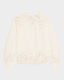 SIMKHAI Penelope Embroidered Long-Sleeve Shirt | Neiman Marcus