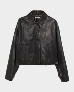 Alice + Olivia Hyde Cropped Vegan Leather Jacket | Neiman Marcus