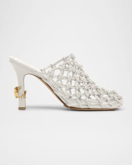 JACQUEMUS【関税送料込】 ダブルス スネーク柄レザーミュール Jacquemus Les Doubles Snake-Print Tresses Wedge Mules