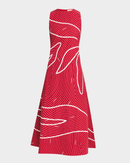 McQueen Sleeveless Draped Silk Jersey Midi Dress | Neiman Marcus