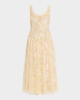 Needle & Thread Embroidered Florine Scoop-Neck Ballerina Dress | Neiman  Marcus