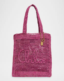 Chloe Summer Banana Tote Bag in Striped Crochet Paper and