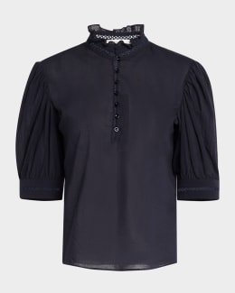 FRAME Stripe Short-Sleeve Button-Front Shirt | Neiman Marcus