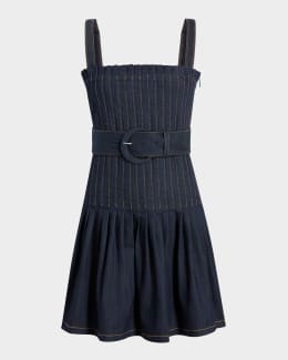 white christmas dresses Skylar Short Sleeve Braided Denim Dress in light wash