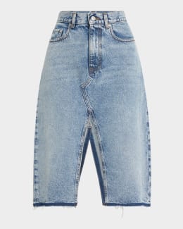 【Stella McCartney】 Front-slitデニムミディスカート Stella McCartney Mixed Denim Slit Midi Skirt | Neiman Marcus