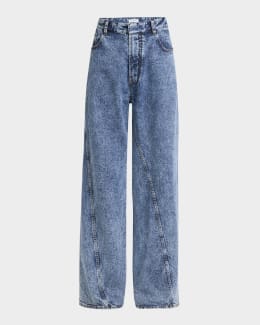 Versace Mid-Rise Stone Wash Denim Wide-Leg Pants | Neiman Marcus