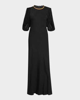 The Row Robi Short-Sleeve Cady Maxi Dress | Neiman Marcus