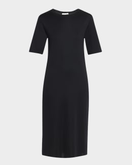 パーティードレス [The Row] Edmonia Dress in Cotton and Silk THE ROW Edmonia Short-Sleeve Cotton-Silk Midi Dress | Neiman