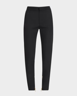 パンツ SAINT LAURENT Women Straight Pants 718974 BLACK Saint Laurent Stretch Gabardine Straight-Leg Trousers