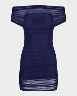 moxey ruched mesh mini dress ser o ya SEROYA Moxey Ruched Mesh Mini Dress in Wine
