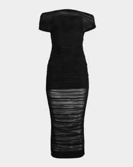 formal dress midi Sleeveless Beaded Blouson Midi Dress In Midnight Multi