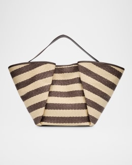 Brunello Cucinelli Marine Mini Striped Raffia Tote Bag