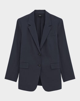 Theory Traceable Wool Slim Single-Breasted Blazer | Neiman