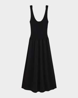 Theory Tiered Lightweight Wool Midi Dress | Neiman Marcus