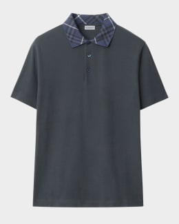 Burberry Men's Cody Check-Collar Polo Shirt | Neiman Marcus