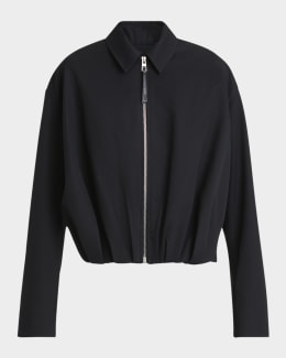 【24SS NEW】LOEWE_woman / ジップアップ ジャケット / Navy Loewe Cropped Zip Up Drawstring Balloon Jacket | Neiman Marcus