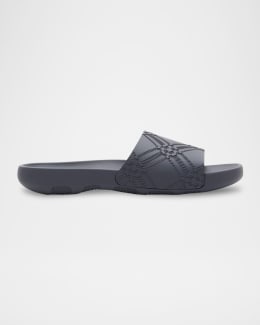 サンダル・ミュール Burberry pink monogram furley slides Burberry Men's Furley Check Slide Sandals | Neiman Marcus