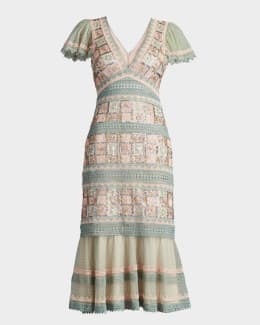 Tadashi Shoji Bodycon Floral-Print Ruffle Dress | Neiman Marcus