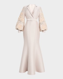 badgley mischka collection embellished long-sleeve scuba coat dress Badgley Mischka Collection Cutout Square-Neck Scuba Midi Dress