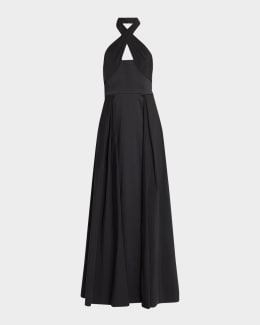 Aidan Mattox Sleeveless Stretch Mikado Midi Dress | Neiman Marcus