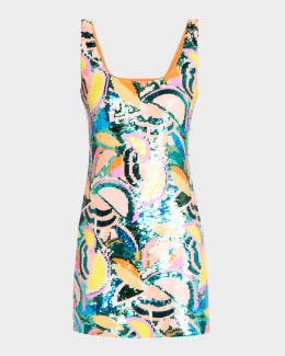 Milly Ivette Floral-Embroidered Sequin Mini Dress | Neiman Marcus