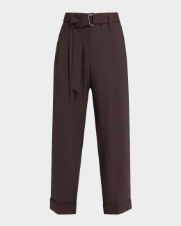 Saint Laurent Double-Pleated Straight-Leg Wool Pants | Neiman Marcus