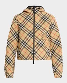 Burberry Blackpool Check-Trim Technical Zip Jacket | Neiman Marcus