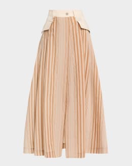 Crispy Silk Paneled Maxi Circle Skirt | Neiman Marcus