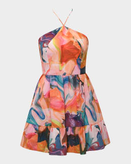 【海外限定】REISSワンピース☆Jasmine Abstract Mini Dress, Bl Reiss Jasmine Abstract-Print Jersey Mini Dress | Neiman Marcus