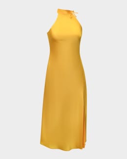 yellow halter neck dress mini Yellow Halter Plunge Neck Mini Dress main image 1
