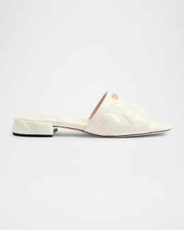Jimmy Choo Dina Linen Flat Slide Style | Neiman Marcus