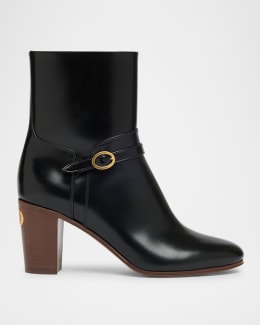 THE ROW Prudens Leather Stiletto Ankle Booties | Neiman Marcus