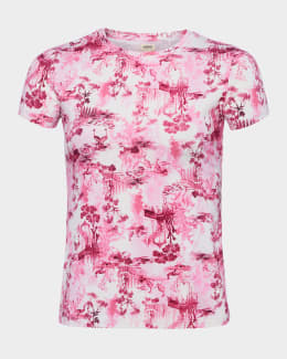 L'Agence Seridie Butterfly Rose Newspaper Silk Slip Dress 61253