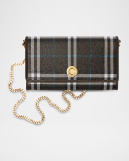 Burberry Hannah Flap Check Canvas Wallet | Neiman Marcus