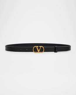 Valentino Garavani VLogo Signature Leather Belt, 30mm  display picture 1