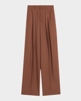 パンツ SAINT LAURENT Women Straight Pants 824389 BEIGE Beige Pleated wool straight-leg pants | SAINT LAURENT | NET