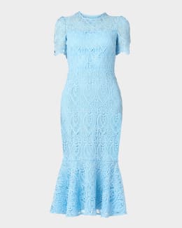 Shoshanna Raven Cap-Sleeve Floral Lace Gown | Neiman Marcus