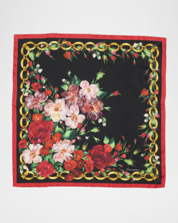 Dolce & Gabbana 植物柄スカーフ Floral silk twill scarf in