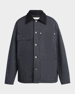 Jil Sander Men's Wool Boxy-Fit Shirt Jacket | Neiman Marcus