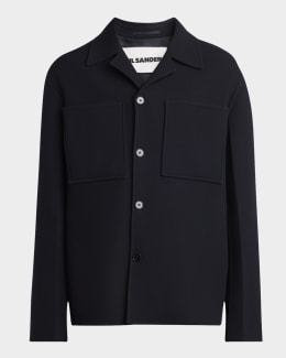Jil Sander Men's Boxy Nylon Zip Jacket | Neiman Marcus