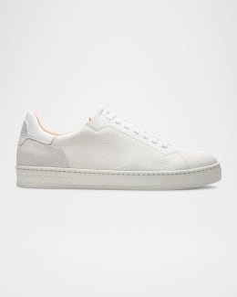 スニーカー BRIONI Men Sneakers QHLW0LPA701 9090 White Brioni Men's Leather Low-Top Sneakers | Neiman Marcus