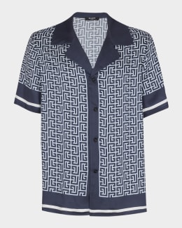 Balmain Men's Monogram Pajama Shirt | Neiman Marcus