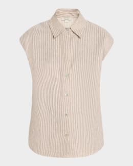 Vince Stripe Scoop-Neck Tank Top | Neiman Marcus