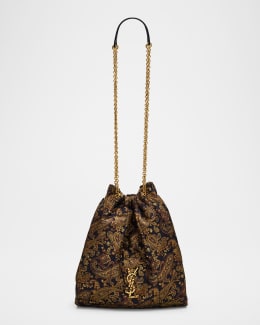 Oxalis YSL Monogram Shoulder Bag in Raffia with Bronze