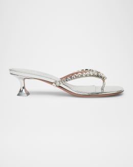 Amina Muaddi Caroline Crystal Slide Mule Sandals | Neiman Marcus